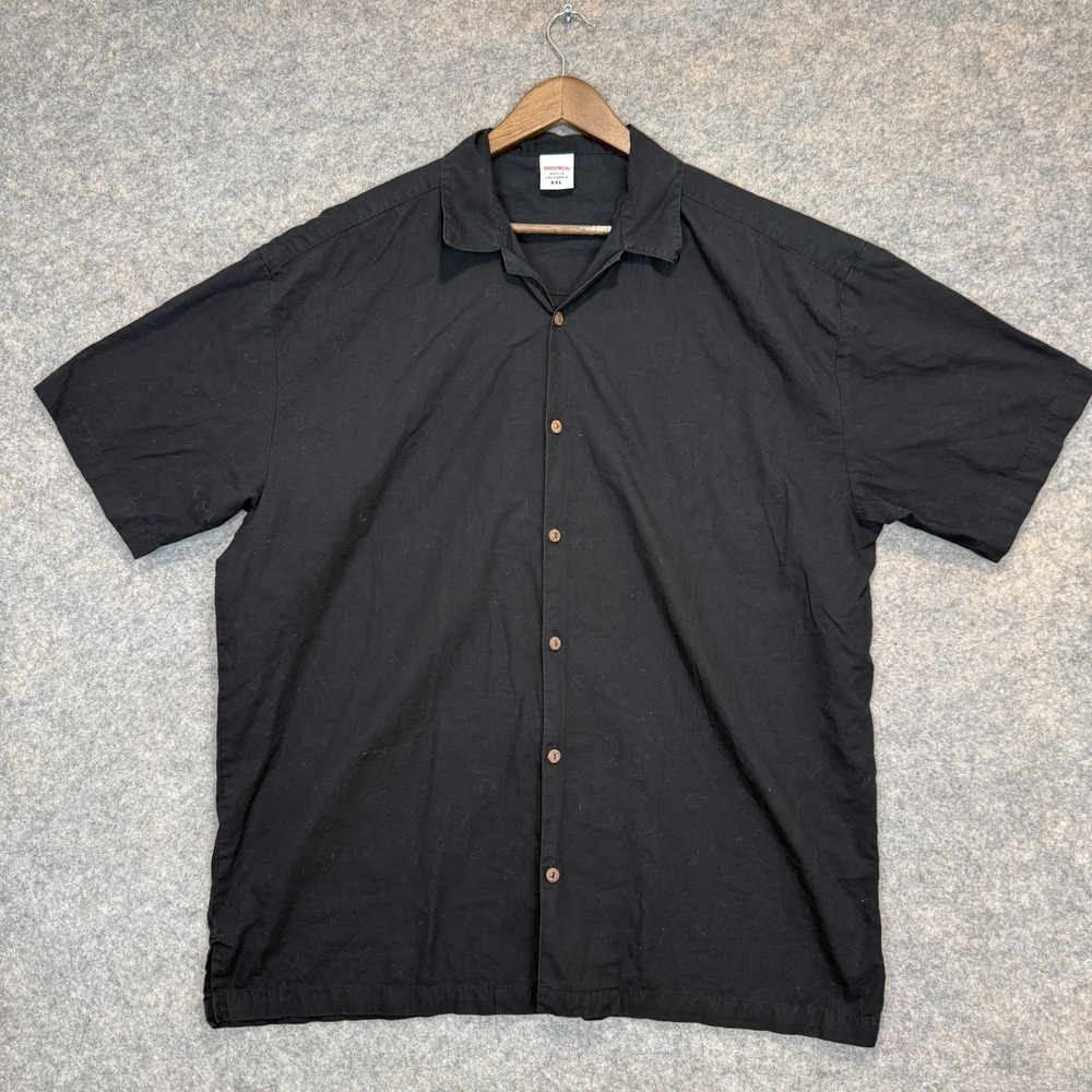 Birdwell Beach Britches Button Camp Shirt‎ Mens 2XL Short Sleeve Black Cotton